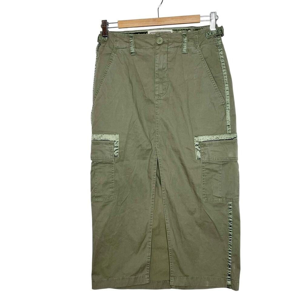 Abercrombie & Fitch Y2K Cargo Midi Skirt Army Green Womens XS Utility Grunge